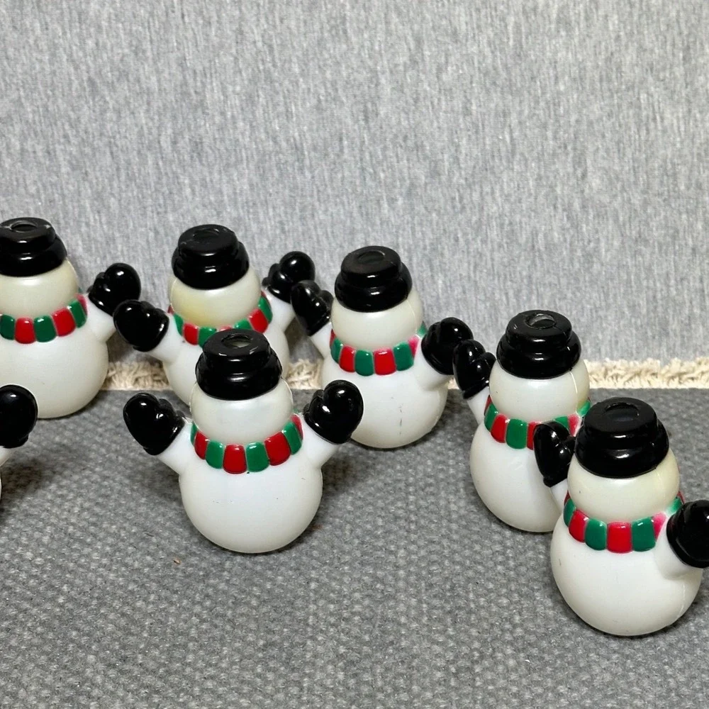 Lot of 10 Vintage Snowman Blow Mold Christmas Light Covers Red Green Scarf Hat